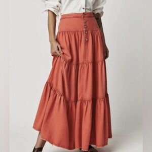 We The Free Dreamweaver Denim Tiered Maxi Skirt